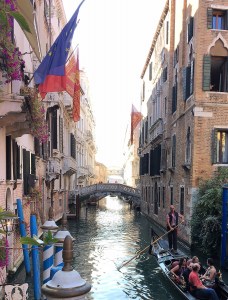 View of the enclosed Bridge of Sighs.